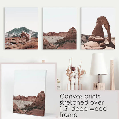 Arches National Park Wall Art Set. Horse in the Desert