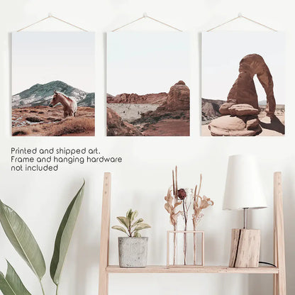 Arches National Park Wall Art Set. Horse in the Desert