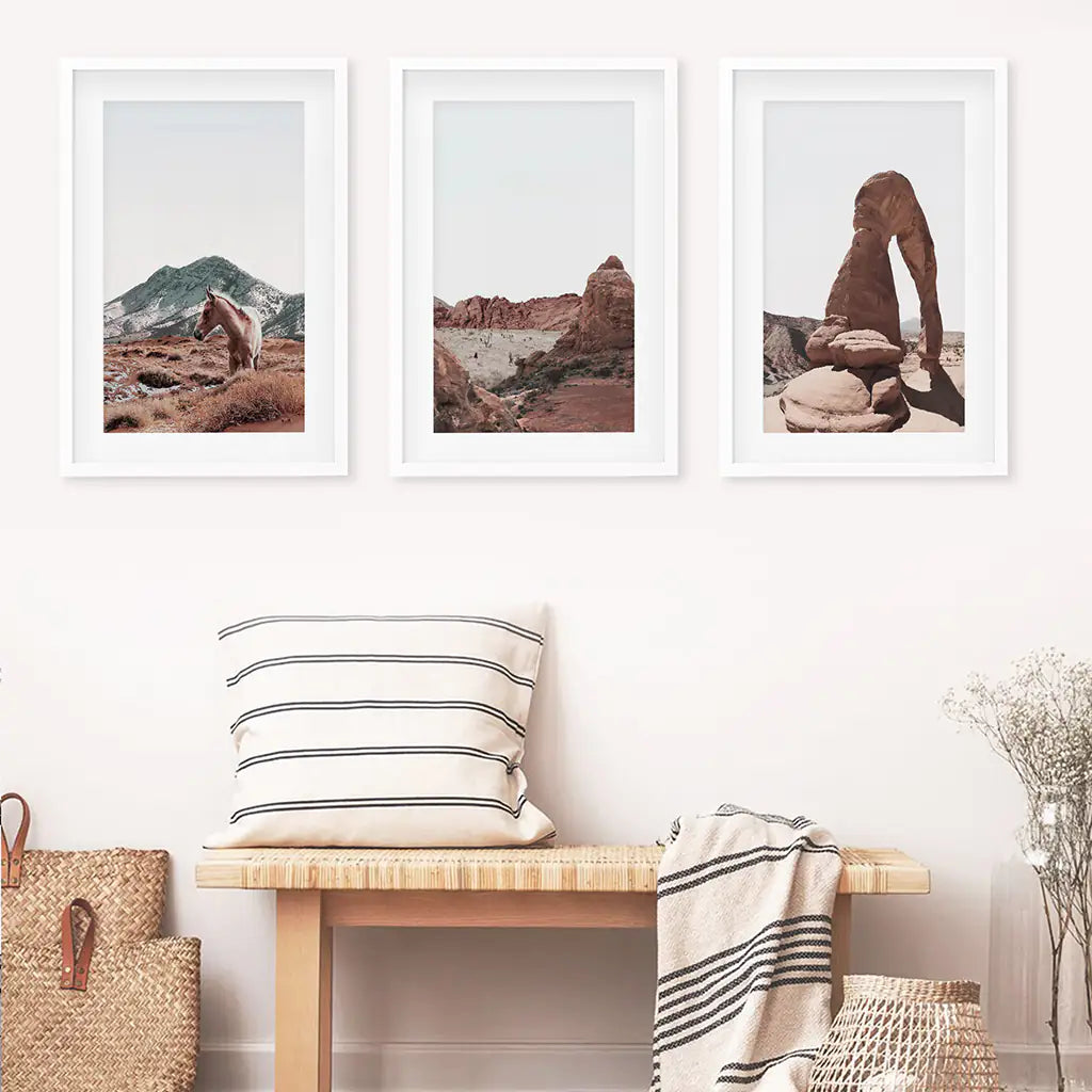 Arches National Park Wall Art Set. Horse in the Desert