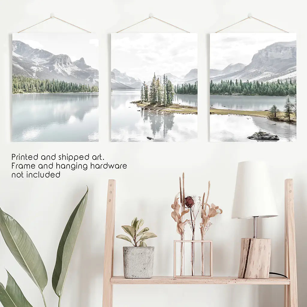 Jasper National Park Mountain Lake Triptych. Canada Nature