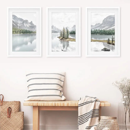 Jasper National Park Mountain Lake Triptych. Canada Nature