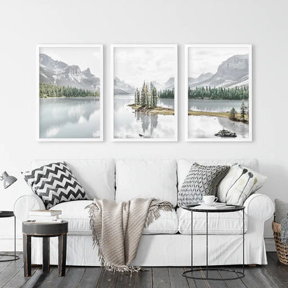 Jasper National Park Mountain Lake Triptych. Canada Nature