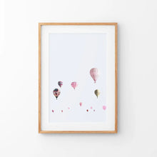 Load image into Gallery viewer, Pink Air Ballons Print. Kid&#39;s Room Theme. Thin Wood Frame with Mat
