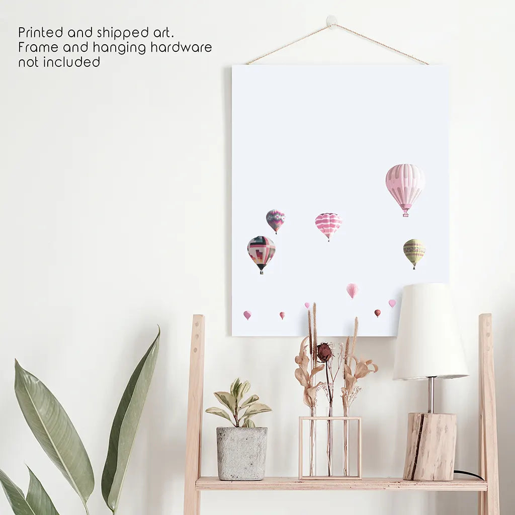 Pink Air Ballons Print. Kid's Room Theme. Unframed Print