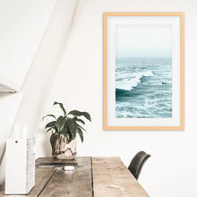 Load image into Gallery viewer, Large Blue Sea Waves. Nautical Themed Print. Wood Frame with Mat
