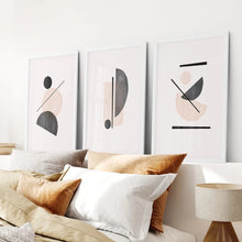 Load image into Gallery viewer, Mid-Century Modern Print Set: Beige &amp; Black Abstract Art
