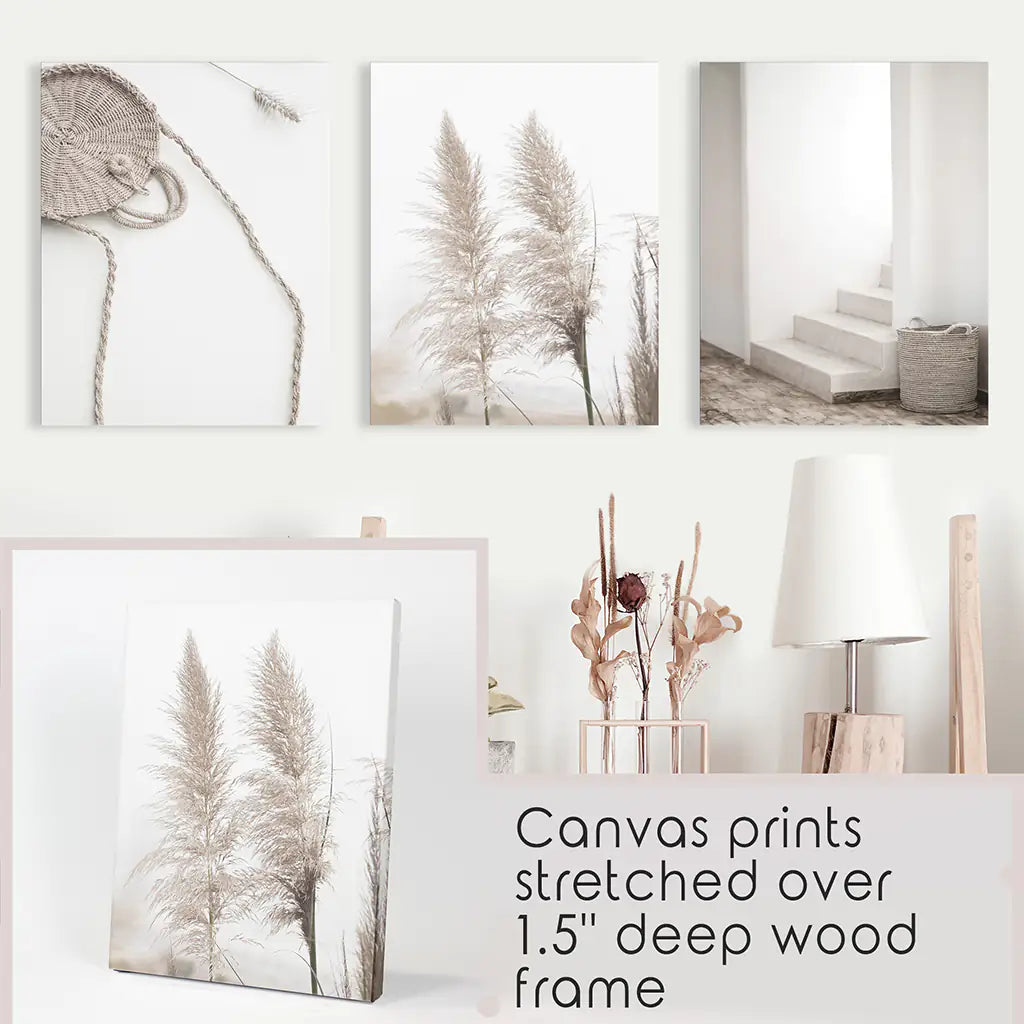 Minimalist Beige Wall Art. Pampas Grass. Canvas Prints