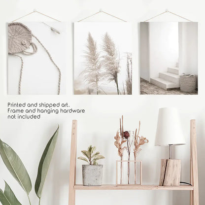 Minimalist Beige Wall Art. Pampas Grass. Unframed Prints