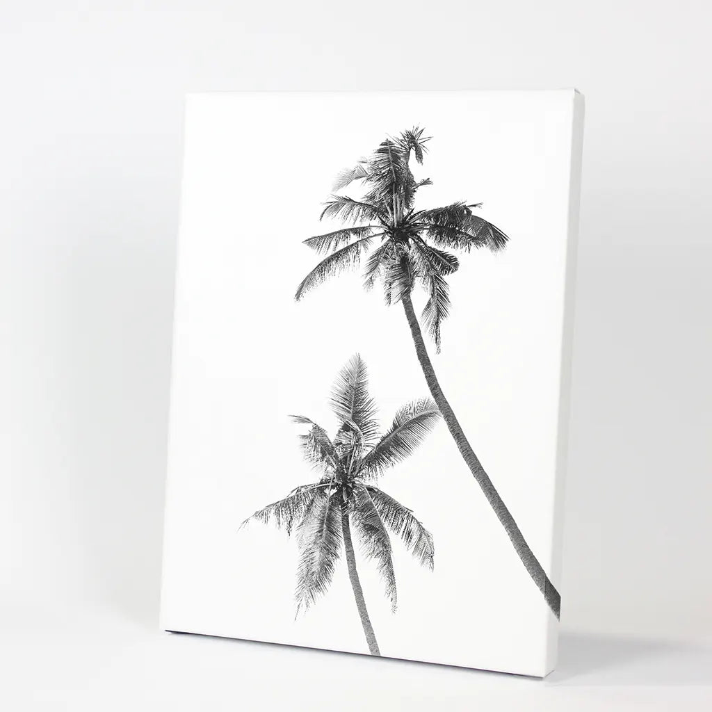 Minimalist Black White Palms Poster. Hawaii Theme. Canvas Print