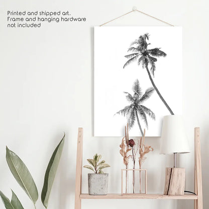 Minimalist Black White Palms Poster. Hawaii Theme. Unframed Print