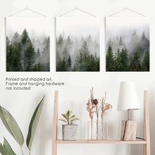 Load image into Gallery viewer, Green Pine Tree Forest. Foggy Nature Wall Art Prints

