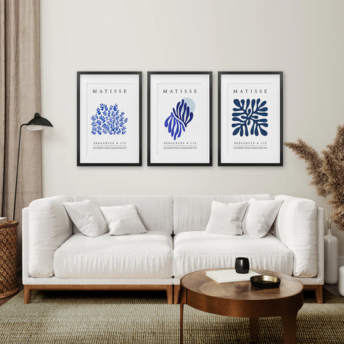 Modern Matisse Wall Art Set. Navy Blue
