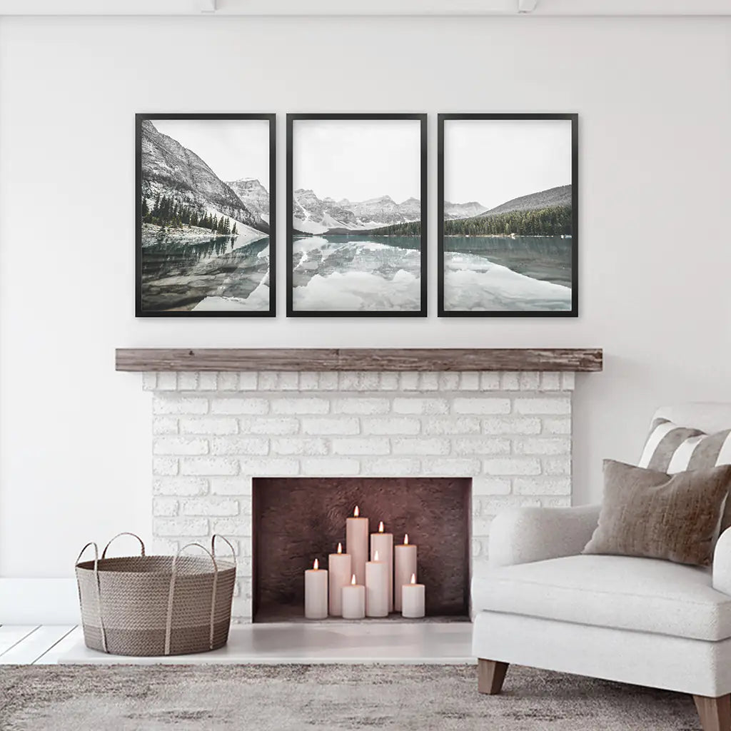 Moraine Lake Nature 3 Piece Wall Art. Nordic Mountain Prints