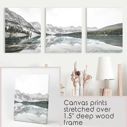 Moraine Lake Nature 3 Piece Wall Art. Nordic Mountain Prints