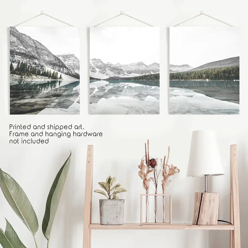 Moraine Lake Nature 3 Piece Wall Art. Nordic Mountain Prints