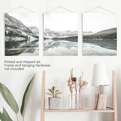 Moraine Lake Nature 3 Piece Wall Art. Nordic Mountain Prints