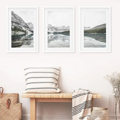 Moraine Lake Nature 3 Piece Wall Art. Nordic Mountain Prints