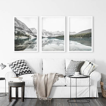 Moraine Lake Nature 3 Piece Wall Art. Nordic Mountain Prints