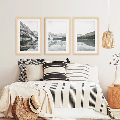 Moraine Lake Nature 3 Piece Wall Art. Nordic Mountain Prints