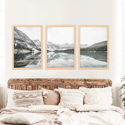 Moraine Lake Nature 3 Piece Wall Art. Nordic Mountain Prints