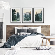 Load image into Gallery viewer, Mountain Pine Tree Forest Wall Decor. Rampart Ridge, Washington, USA. Black Frames with Mat
