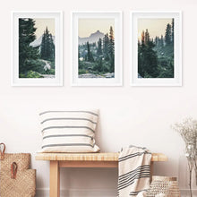 Load image into Gallery viewer, Mountain Pine Tree Forest Wall Decor. Rampart Ridge, Washington, USA. White Frames with Mat
