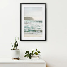Load image into Gallery viewer, Nautical Coastline Photo. Ocean Waves and Rocks. Black Frame with Mat
