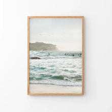 Load image into Gallery viewer, Nautical Coastline Photo. Ocean Waves and Rocks. Thin Wood Frame
