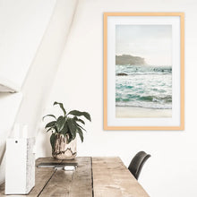 Load image into Gallery viewer, Nautical Coastline Photo. Ocean Waves and Rocks. Wood Frame with Mat
