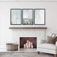Load image into Gallery viewer, Nautical 3 Pieces Print. Sailing, Yacht. Black Frames
