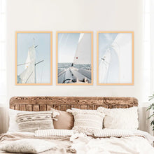 Load image into Gallery viewer, Nautical 3 Pieces Print. Sailing, Yacht. Wood Frames
