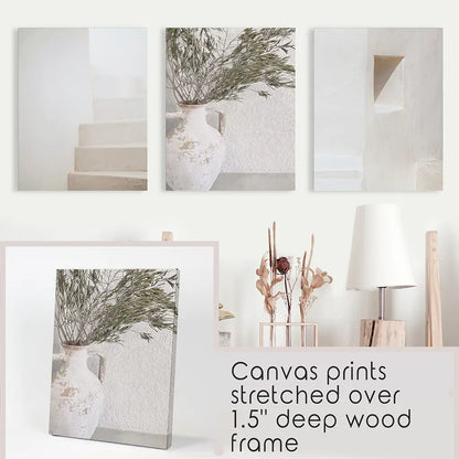 Boho Architectural Set of 3 Pieces. Neutral Tones. Canvas Prints