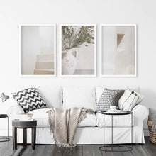 Load image into Gallery viewer, Boho Architectural Set of 3 Pieces. Neutral Tones. White Frames
