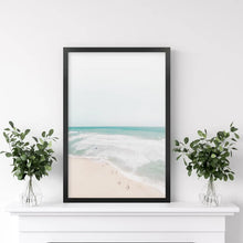 Load image into Gallery viewer, Neutral Summer Photo. Blue Ocean Waves. Black Frame
