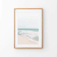 Load image into Gallery viewer, Neutral Summer Photo. Blue Ocean Waves. Thin Wood Frame with Mat
