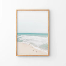 Load image into Gallery viewer, Neutral Summer Photo. Blue Ocean Waves. Thin Wood Frame
