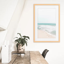 Load image into Gallery viewer, Neutral Summer Photo. Blue Ocean Waves. Wood Frame with Mat
