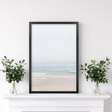 Load image into Gallery viewer, Pastel Blue Beach. Modern Sea Print. Black Frame

