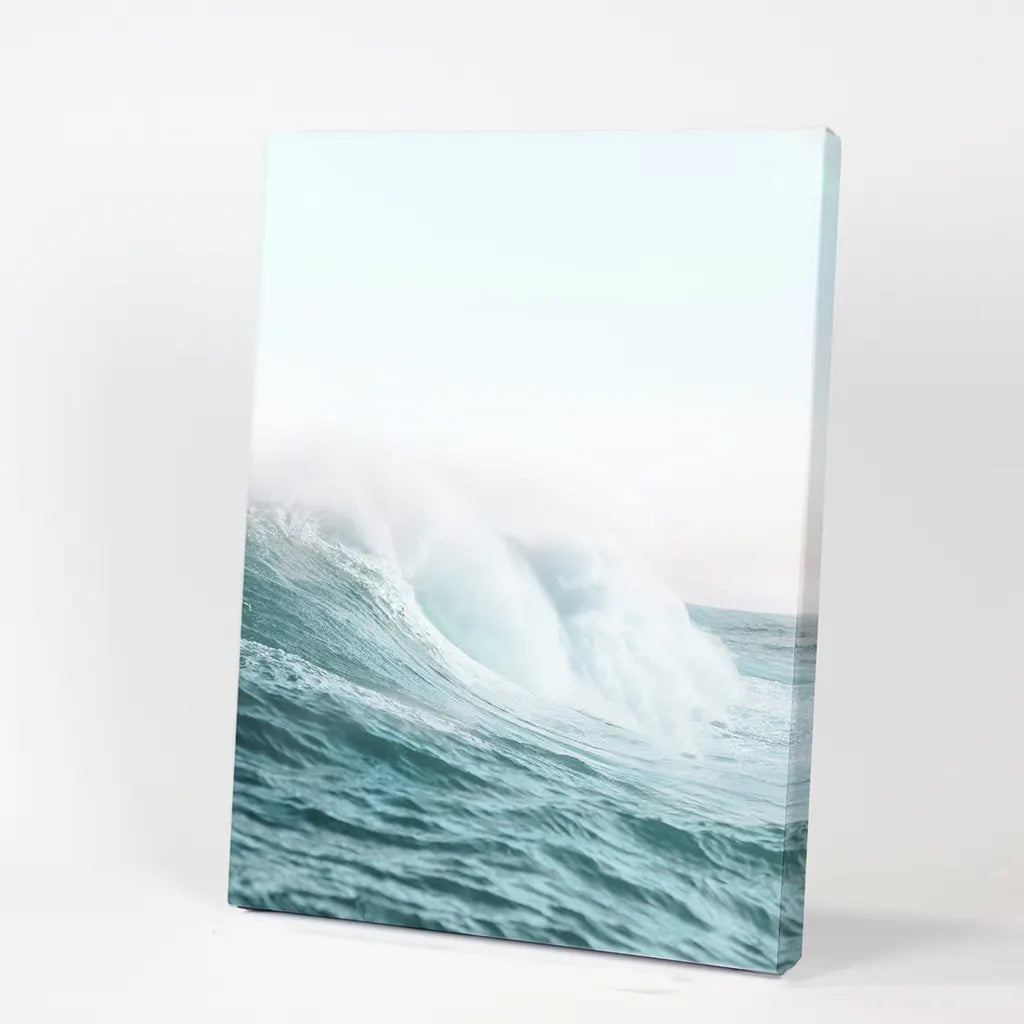 Pastel Large Blue Ocean Waves Print. Nautical Theme. Canvas Print