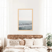 Load image into Gallery viewer, Pastel Blue Ocean Waves Print. Nautical Theme. Wood Frame
