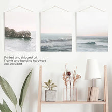 Load image into Gallery viewer, Pink Ocean Sunset Wall Art. Rock, Waves
