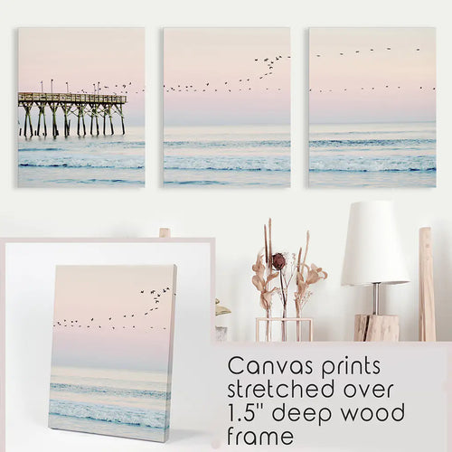 Large coastal wall art, Set of 3 wall art prints