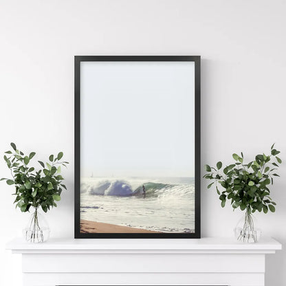 California Surfing. Coastal Waves Wall Art Print. Black Frame