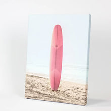 Load image into Gallery viewer, Pink Surfboard Wall Art Print. California Summer. Canvas Print
