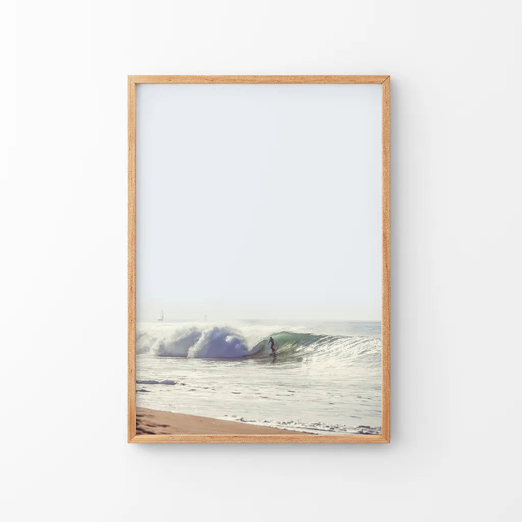 California Surfing. Coastal Waves Wall Art Print. Thin Wood Frame