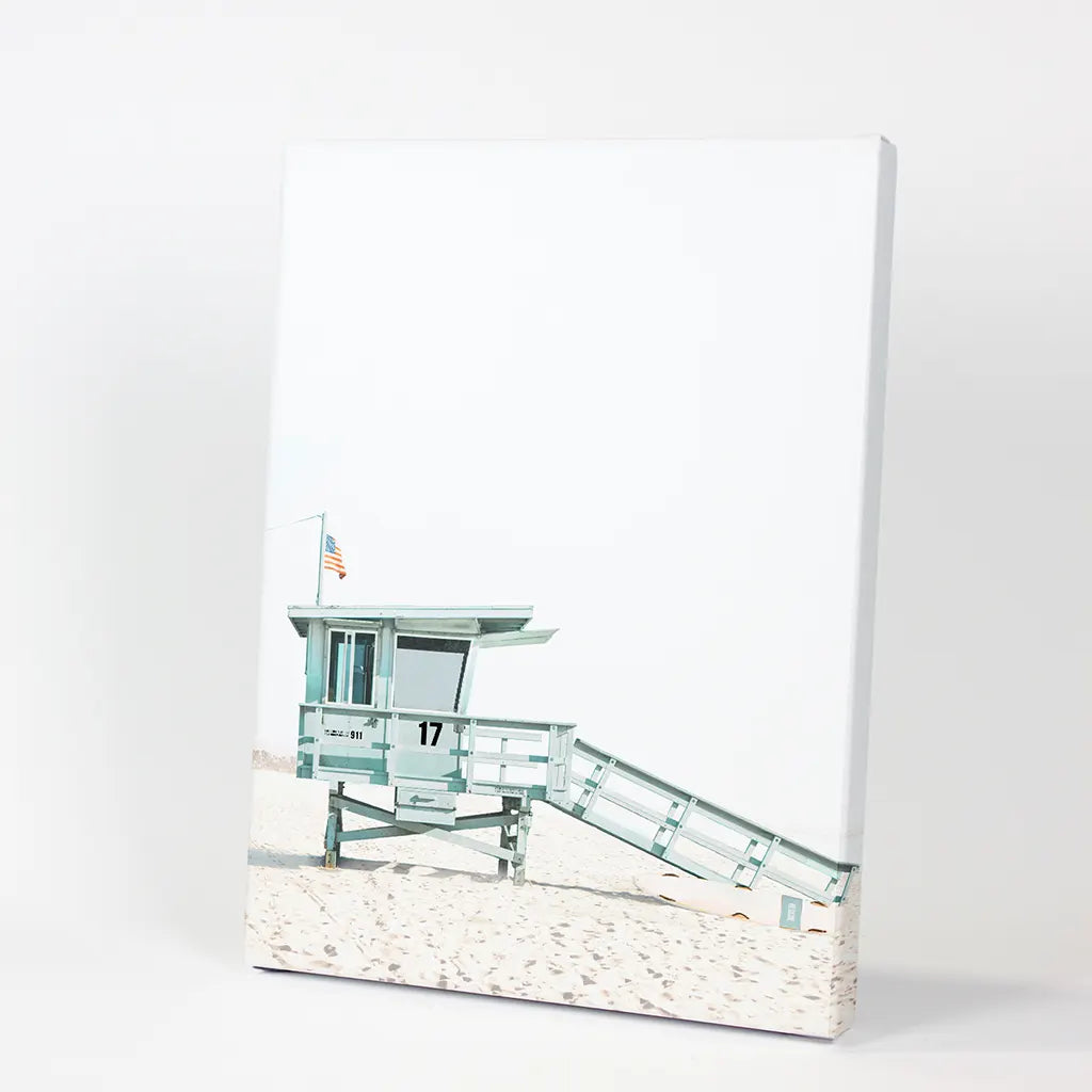 Blue Lifeguard Hut Wall Art Print. Santa Monica Beach. Canvas Print