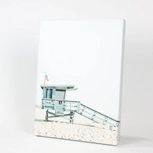 Load image into Gallery viewer, Blue Lifeguard Hut Wall Art Print. Santa Monica Beach. Canvas Print
