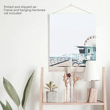 Load image into Gallery viewer, Santa Monica Beach Wall Decor. Ferris Wheel, Lifeguard Hut. Unframed Print
