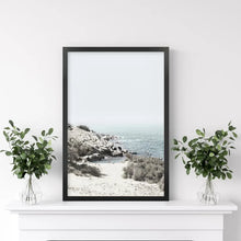 Load image into Gallery viewer, Sea Rocks and Waves Print. California Coastal Theme. Black Frame
