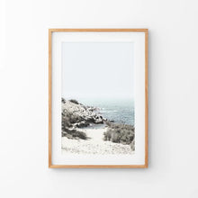Load image into Gallery viewer, Sea Rocks and Waves Print. California Coastal Theme. Thin Wood Frame with Mat
